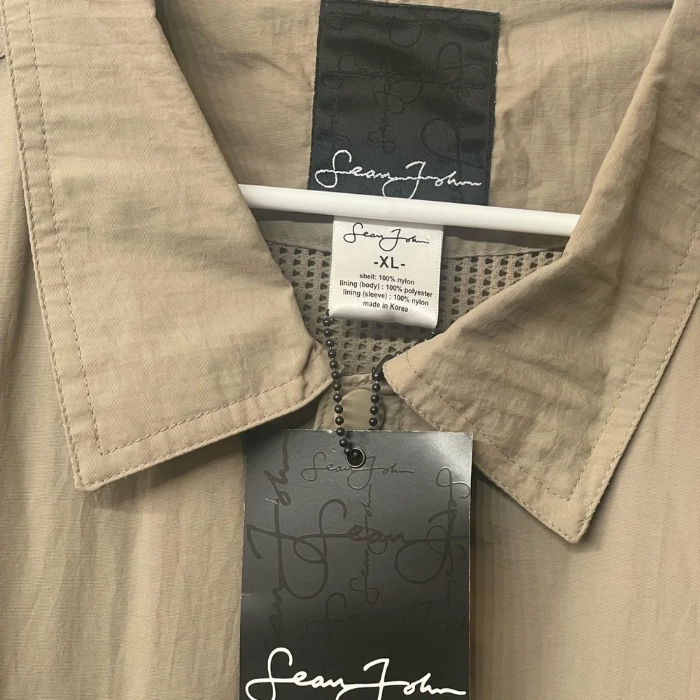 Sean John Men's Spell Out Khaki Tan Military Button Jacket‎ - Size XL